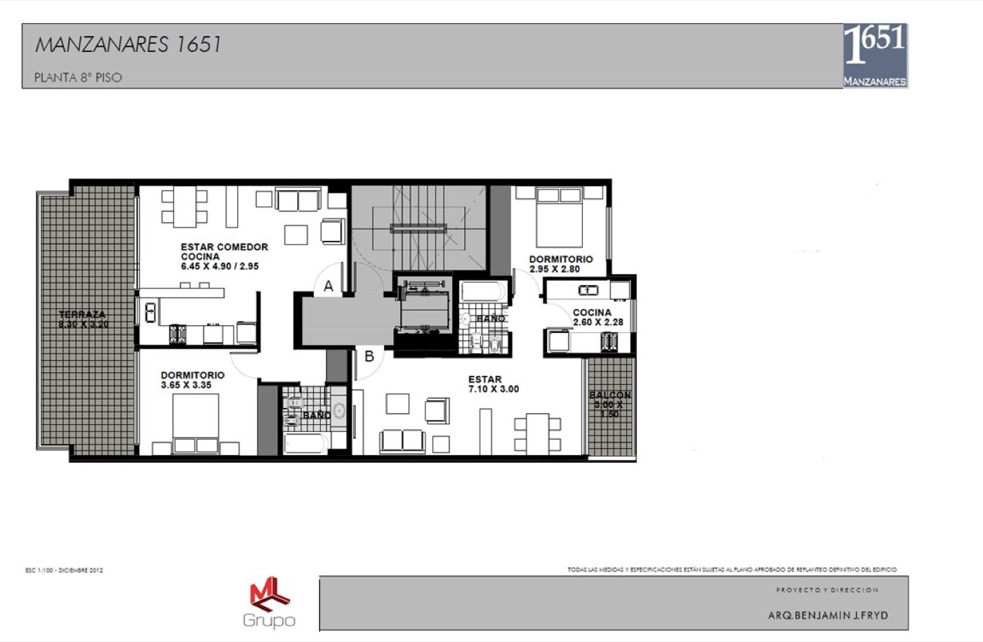 Planta 8° Piso de Manzanares 1651