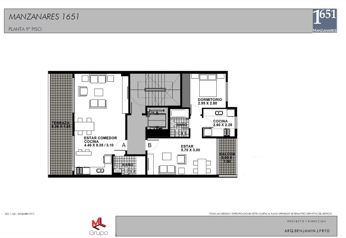 Planta 9° Piso de Manzanares 1651